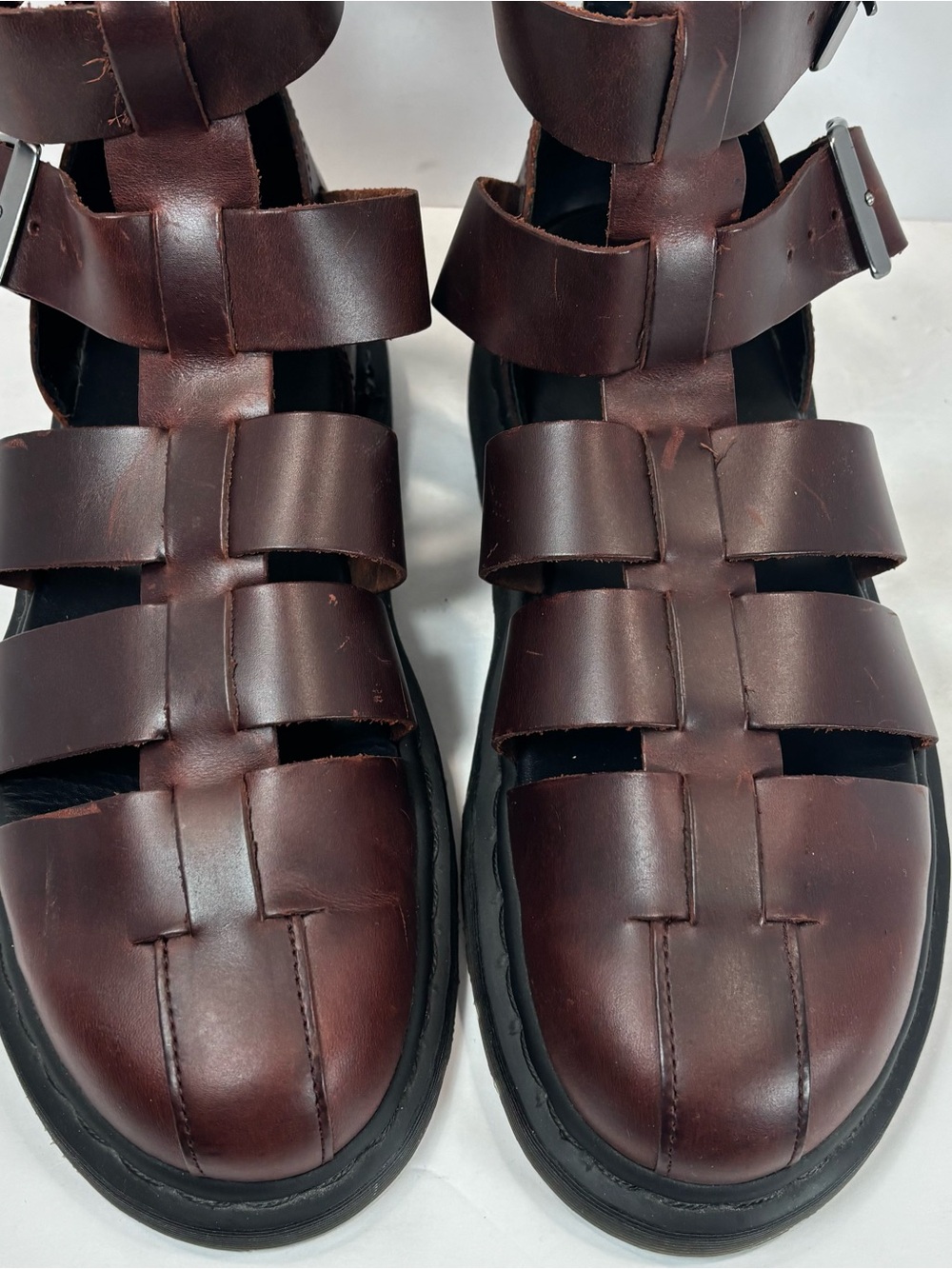 Dr Martens Geraldo Tall Brown Leather Strappy Platform Fisherman Sandals Men 8 - Picture 7 of 10